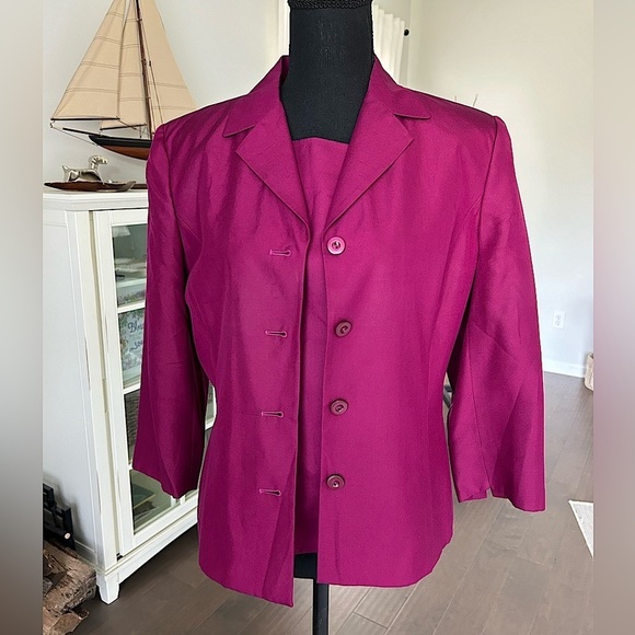 Talbot’s Magenta Pink Silk Two Piece Blazer and Sleeveless Camisole Size M 8/10 - Picture 1 of 16